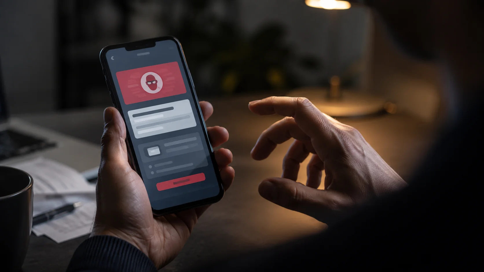 Mobilní telefon s podezřelou platební stránkou